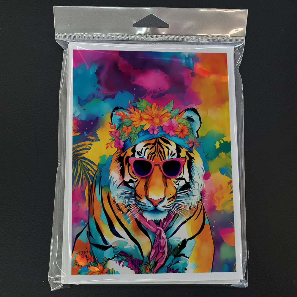 Hippie Animal Bengal Tiger Greeting Cards Pack of 8 Blank Cards with Envelopes Whimsical A7 Size 5x7