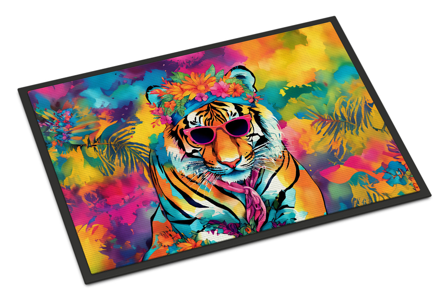 Hippie Animal Bengal Tiger Doormat Indoor Outdoor 24H X 36W Front Door Mat Rugs for Entryway, Non Slip Washable Low Pile,
