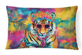 Hippie Animal Bengal Tiger Decorative Throw Pillow 12x16 Indoor Outdoor Accent Cushion, Fabric Cover with Insert for Sofa, Bed, Porch & Living Room