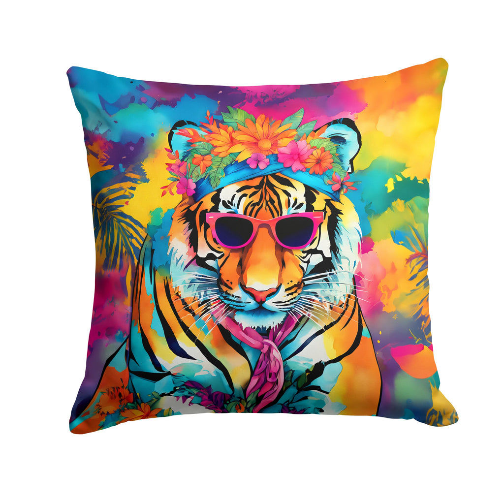 Hippie Animal Bengal Tiger Decorative Throw Pillow 18x18 Indoor Outdoor Accent Cushion, Fabric Cover with Insert for Sofa, Bed, Porch & Living Room