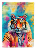 Hippie Animal Bengal Tiger House Flag 28x40 Porch Sleeve Pole Decorative Outside Yard Banner Artwork Wall Hanging, Polyester