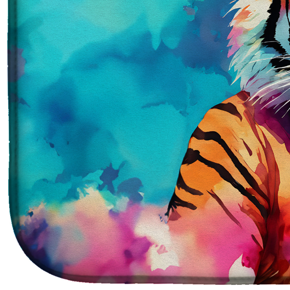 Hippie Animal Bengal Tiger Dish Drying Mat Absorbent Dish Drying Mat Pad for Kitchen Counter Dish Drainer Mat for Countertop, 14 x 21", Multicolor