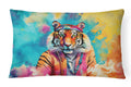 Hippie Animal Bengal Tiger Decorative Throw Pillow 12x16 Indoor Outdoor Accent Cushion, Fabric Cover with Insert for Sofa, Bed, Porch & Living Room