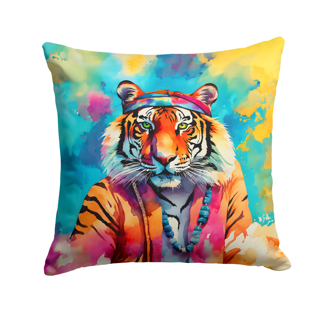 Hippie Animal Bengal Tiger Decorative Throw Pillow 18x18 Indoor Outdoor Accent Cushion, Fabric Cover with Insert for Sofa, Bed, Porch & Living Room