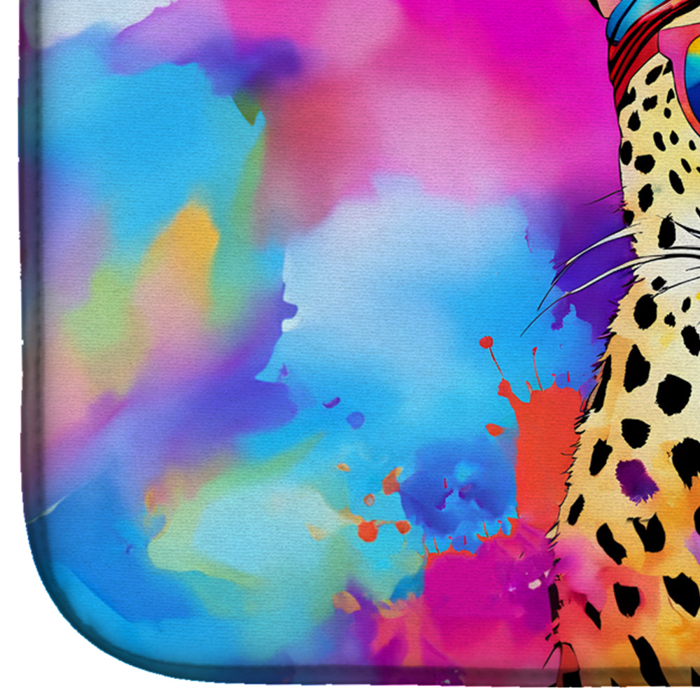 Hippie Animal Cheetah Dish Drying Mat Absorbent Dish Drying Mat Pad for Kitchen Counter Dish Drainer Mat for Countertop, 14 x 21", Multicolor