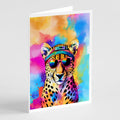 Hippie Animal Cheetah Greeting Cards Pack of 8 Blank Cards with Envelopes Whimsical A7 Size 5x7