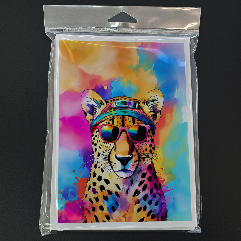Hippie Animal Cheetah Greeting Cards Pack of 8 Blank Cards with Envelopes Whimsical A7 Size 5x7