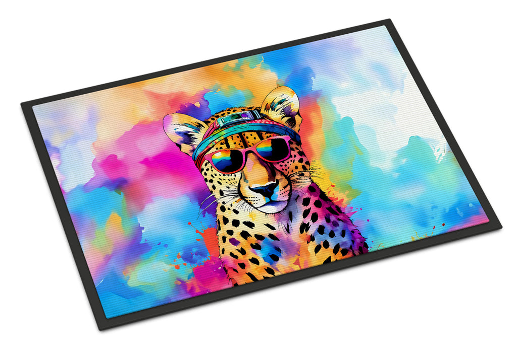 Hippie Animal Cheetah Doormat Indoor Outdoor 18H X 27W Front Door Mat Rugs for Entryway, Non Slip Washable