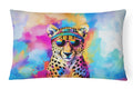 Hippie Animal Cheetah Decorative Throw Pillow 12x16 Indoor Outdoor Accent Cushion, Fabric Cover with Insert for Sofa, Bed, Porch & Living Room