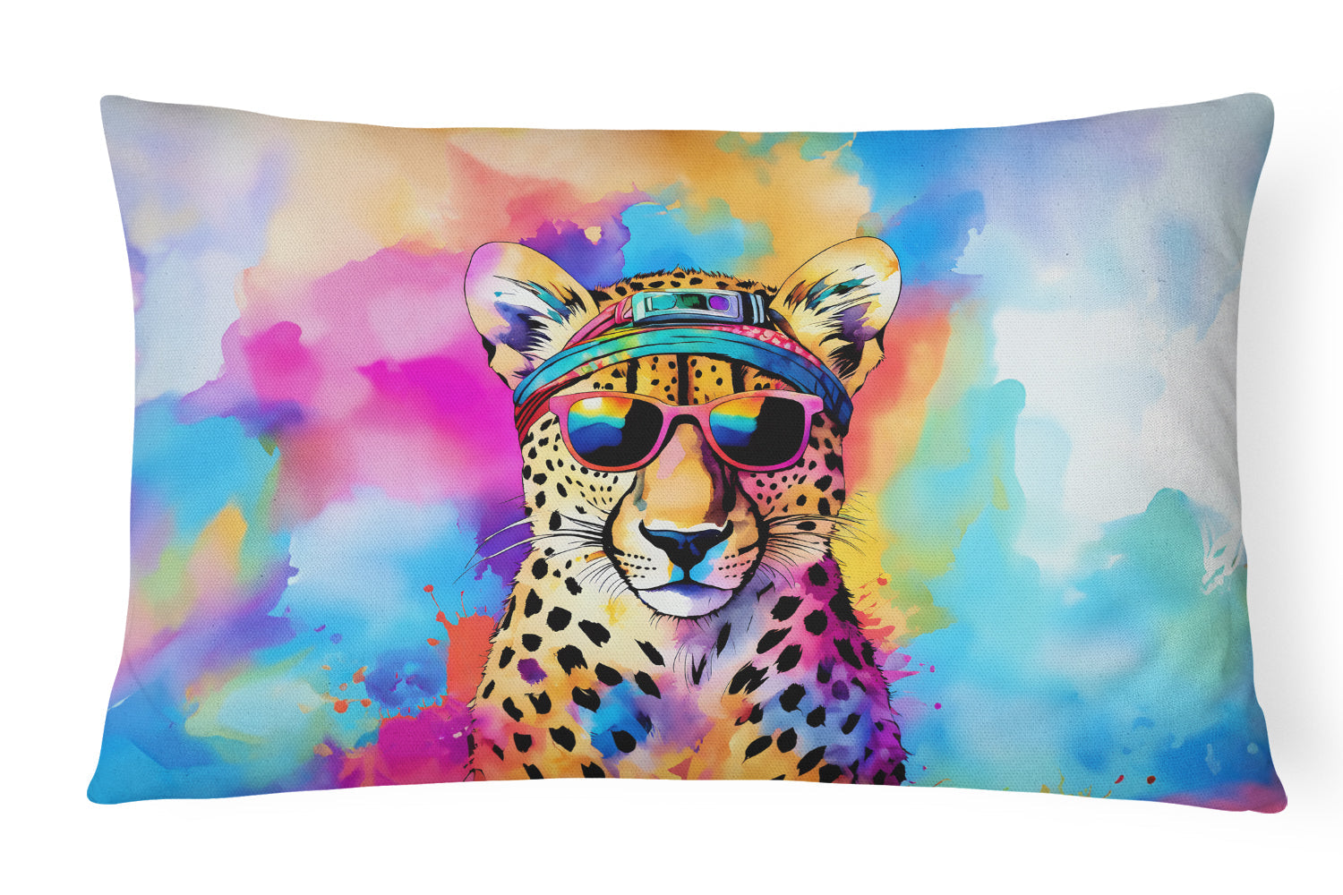 Hippie Animal Cheetah Decorative Throw Pillow 12x16 Indoor Outdoor Accent Cushion, Fabric Cover with Insert for Sofa, Bed, Porch & Living Room