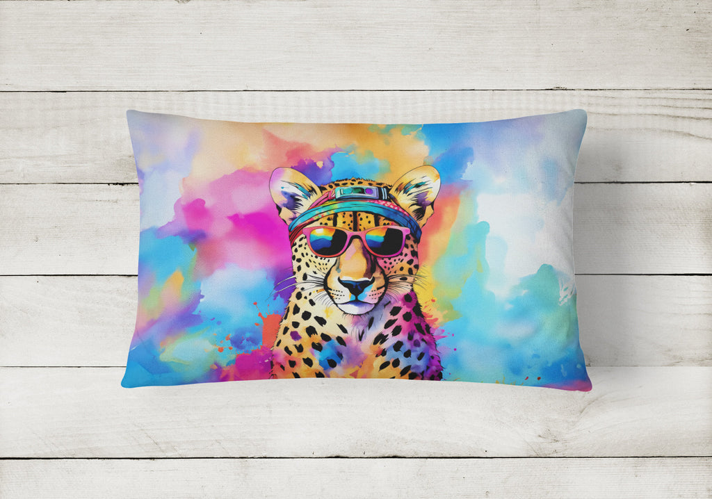 Hippie Animal Cheetah Decorative Throw Pillow 12x16 Indoor Outdoor Accent Cushion, Fabric Cover with Insert for Sofa, Bed, Porch & Living Room