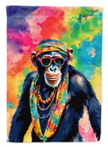 Hippie Animal Chimpanzee House Flag 28x40 Porch Sleeve Pole Decorative Outside Yard Banner Artwork Wall Hanging, Polyester