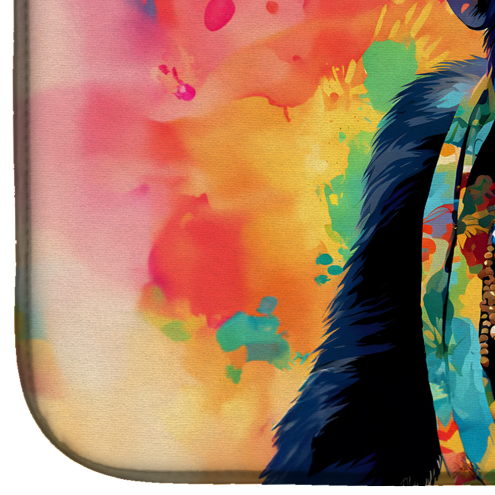 Hippie Animal Chimpanzee Dish Drying Mat Absorbent Dish Drying Mat Pad for Kitchen Counter Dish Drainer Mat for Countertop, 14 x 21", Multicolor