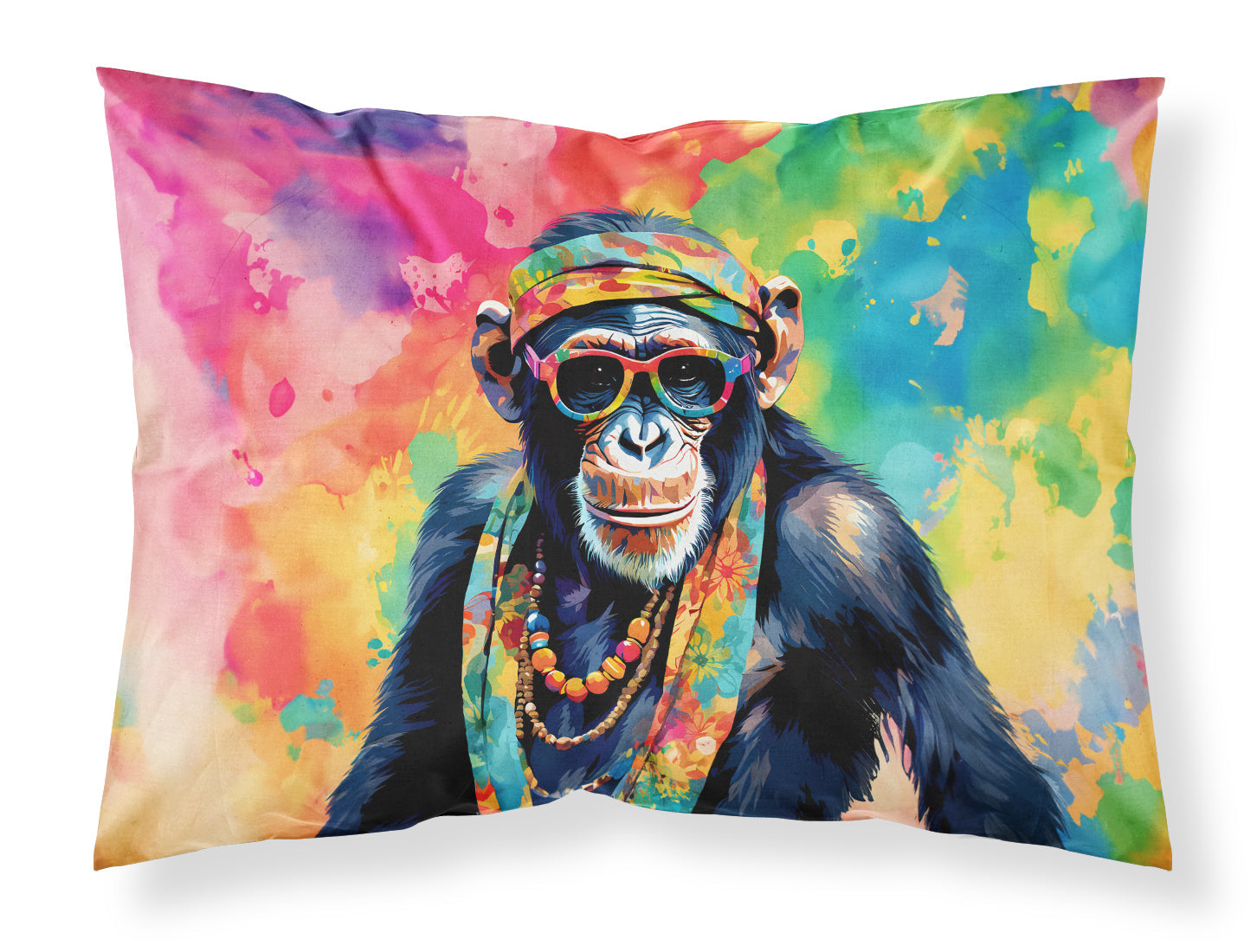 Hippie Animal Chimpanzee Standard Pillowcase Lightweight Super Soft Easy Care Decorative Artwork Pillowcase, Standard
