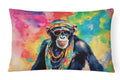 Hippie Animal Chimpanzee Decorative Throw Pillow 12x16 Indoor Outdoor Accent Cushion, Fabric Cover with Insert for Sofa, Bed, Porch & Living Room