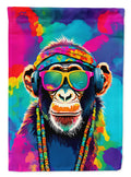 Hippie Animal Chimpanzee House Flag 28x40 Porch Sleeve Pole Decorative Outside Yard Banner Artwork Wall Hanging, Polyester