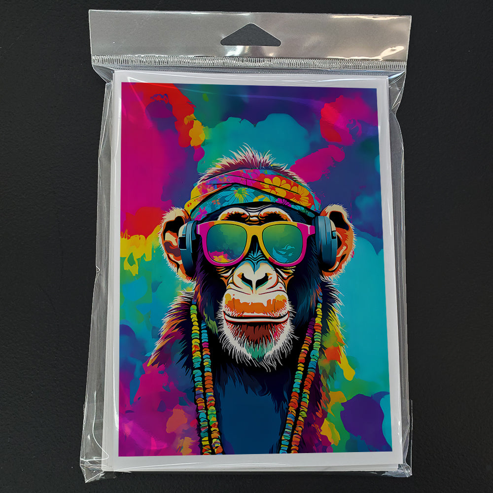 Hippie Animal Chimpanzee Greeting Cards Pack of 8 Blank Cards with Envelopes Whimsical A7 Size 5x7