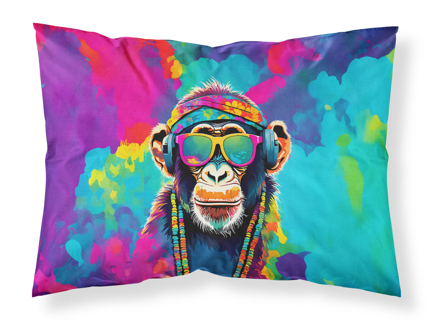 Hippie Animal Chimpanzee Standard Pillowcase Lightweight Super Soft Easy Care Decorative Artwork Pillowcase, Standard