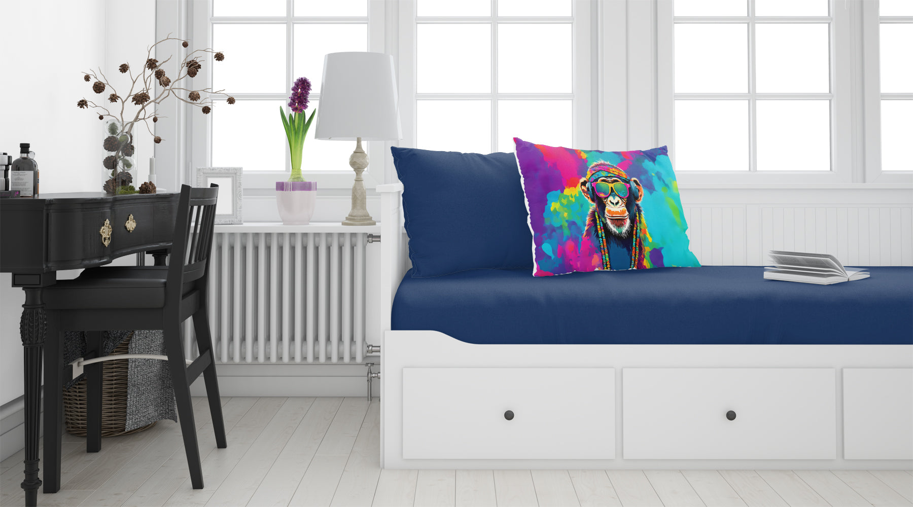 Hippie Animal Chimpanzee Standard Pillowcase Lightweight Super Soft Easy Care Decorative Artwork Pillowcase, Standard