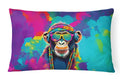 Hippie Animal Chimpanzee Decorative Throw Pillow 12x16 Indoor Outdoor Accent Cushion, Fabric Cover with Insert for Sofa, Bed, Porch & Living Room