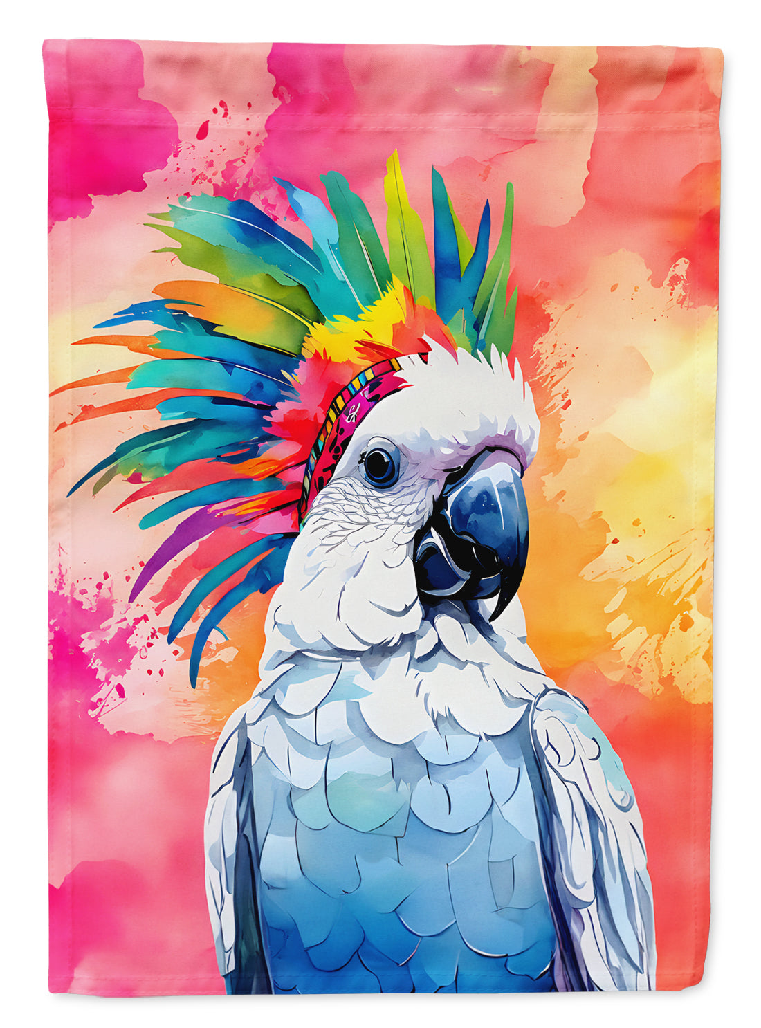 Hippie Animal Cockatoo House Flag 28x40 Porch Sleeve Pole Decorative Outside Yard Banner Artwork Wall Hanging, Polyester