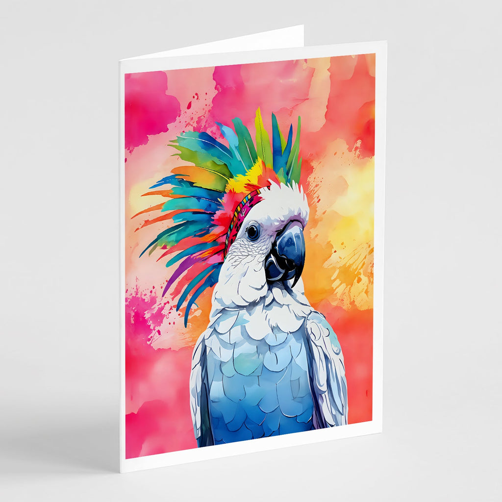 Hippie Animal Cockatoo Greeting Cards Pack of 8 Blank Cards with Envelopes Whimsical A7 Size 5x7