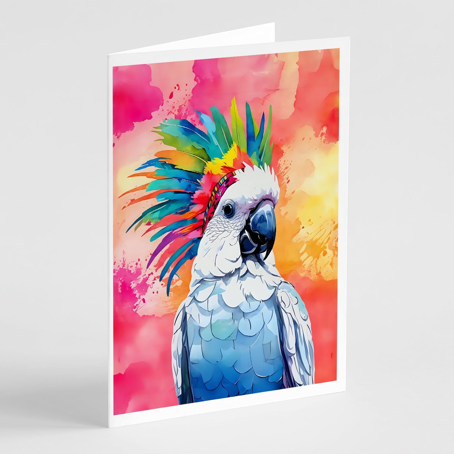 Hippie Animal Cockatoo Greeting Cards Pack of 8 Blank Cards with Envelopes Whimsical A7 Size 5x7