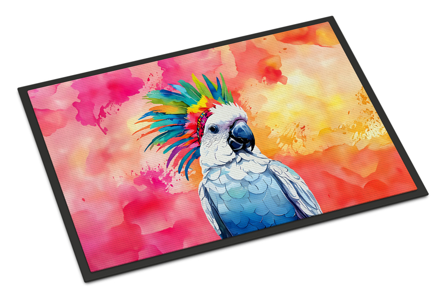 Hippie Animal Cockatoo Doormat Indoor Outdoor 24H X 36W Front Door Mat Rugs for Entryway, Non Slip Washable Low Pile,