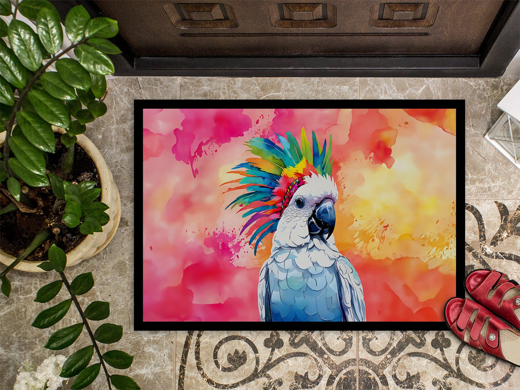 Hippie Animal Cockatoo Doormat Indoor Outdoor 24H X 36W Front Door Mat Rugs for Entryway, Non Slip Washable Low Pile,