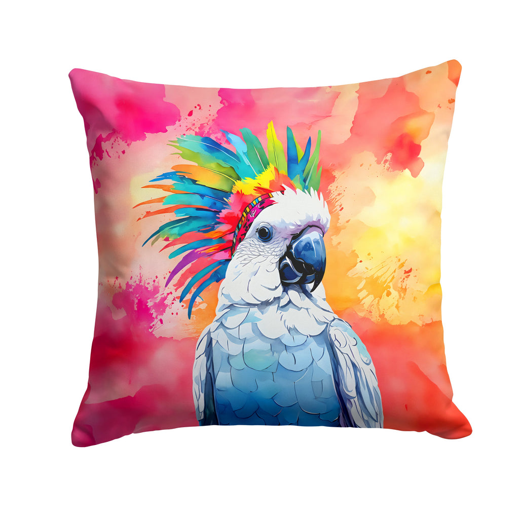Hippie Animal Cockatoo Decorative Throw Pillow 14x14 Indoor Outdoor Accent Cushion, Fabric Cover with Insert for Sofa, Bed, Porch & Living Room