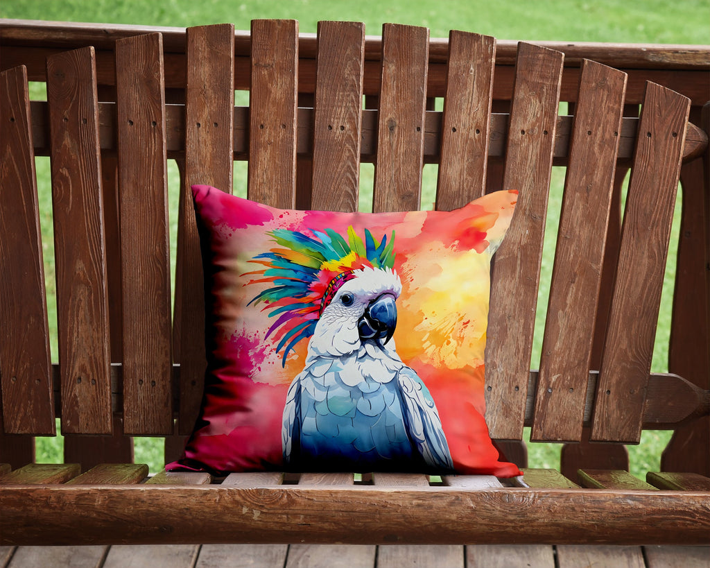 Hippie Animal Cockatoo Decorative Throw Pillow 14x14 Indoor Outdoor Accent Cushion, Fabric Cover with Insert for Sofa, Bed, Porch & Living Room