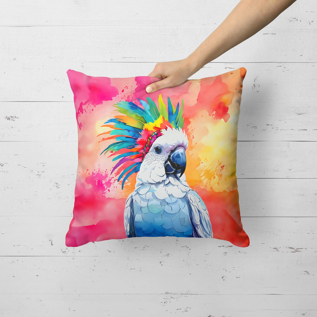 Hippie Animal Cockatoo Decorative Throw Pillow 18x18 Indoor Outdoor Accent Cushion, Fabric Cover with Insert for Sofa, Bed, Porch & Living Room