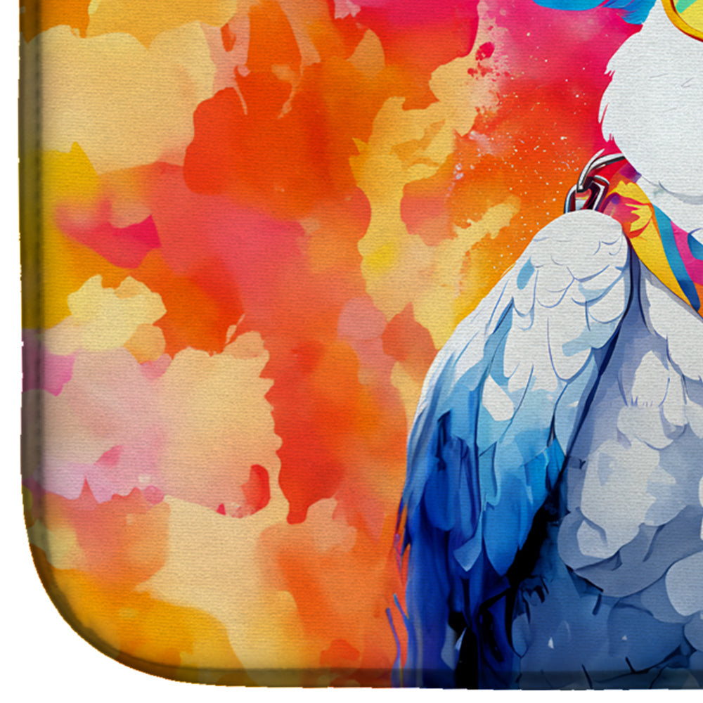 Hippie Animal Cockatoo Dish Drying Mat Absorbent Dish Drying Mat Pad for Kitchen Counter Dish Drainer Mat for Countertop, 14 x 21", Multicolor