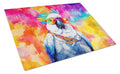 Hippie Animal Cockatoo Cutting Board Tempered Glass Kitchen Cutting Surface, Heat Resistant Chopping, Non-Slip Feet, Food Prep & Serving