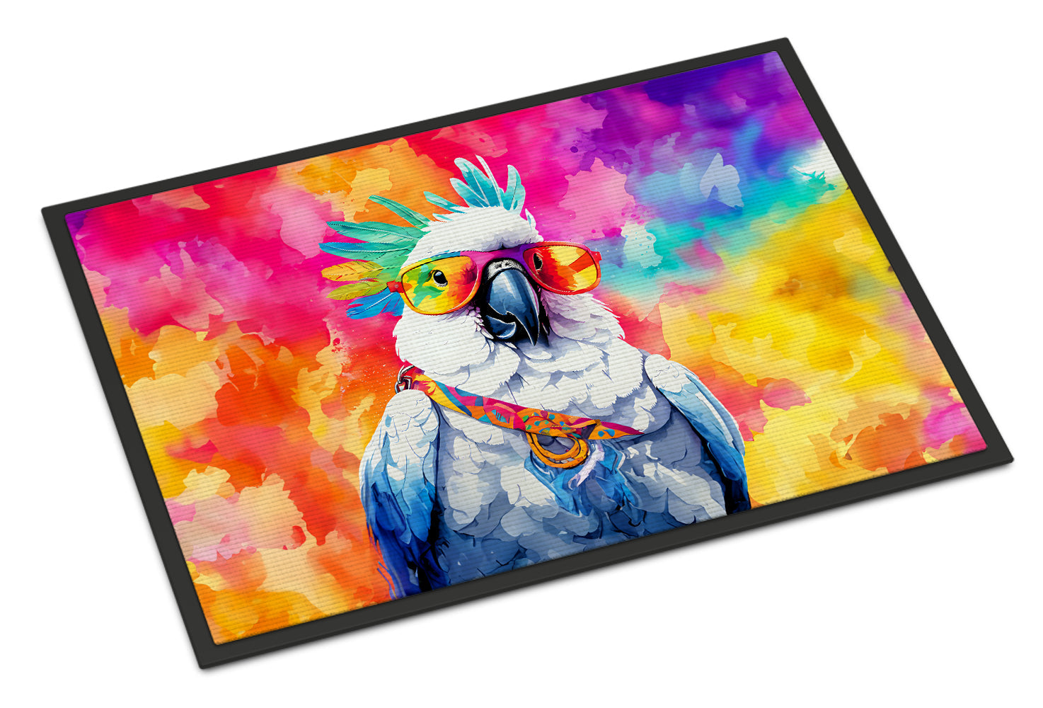 Hippie Animal Cockatoo Doormat Indoor Outdoor 18H X 27W Front Door Mat Rugs for Entryway, Non Slip Washable