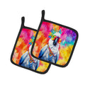 Hippie Animal Cockatoo Pot Holder Set of 2 Heat Resistant Quilted Hot Pads 7.5 x 7.5 Inch, Insulated Kitchen Trivets for Cooking & Baking