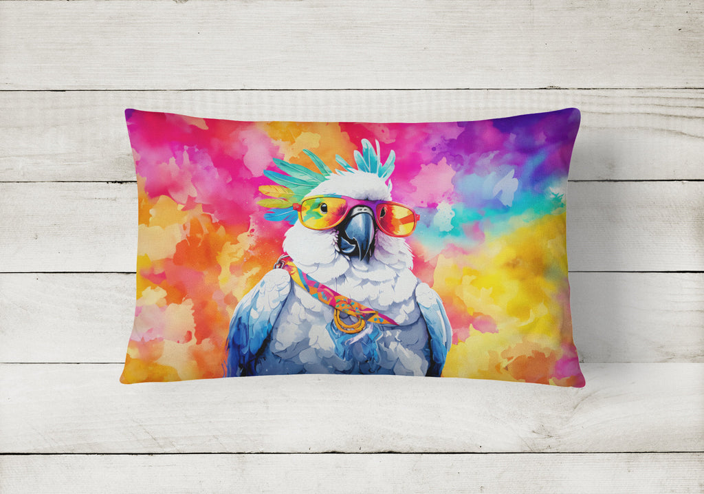 Hippie Animal Cockatoo Decorative Throw Pillow 12x16 Indoor Outdoor Accent Cushion, Fabric Cover with Insert for Sofa, Bed, Porch & Living Room