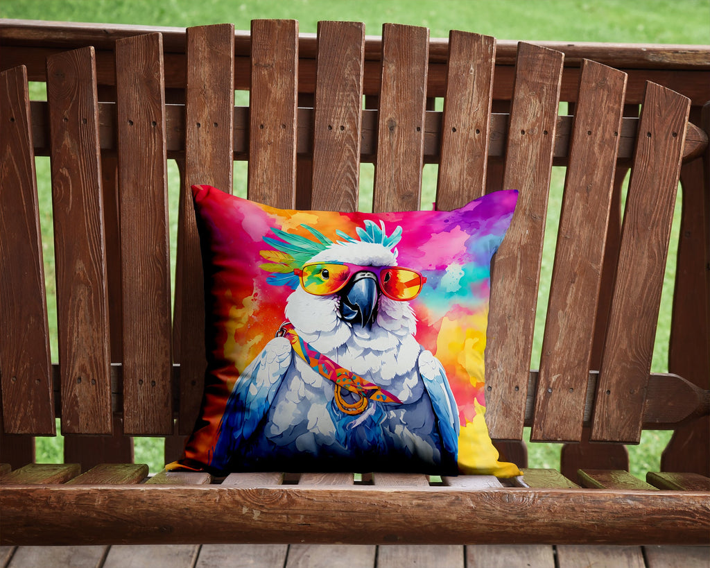 Hippie Animal Cockatoo Decorative Throw Pillow 14x14 Indoor Outdoor Accent Cushion, Fabric Cover with Insert for Sofa, Bed, Porch & Living Room