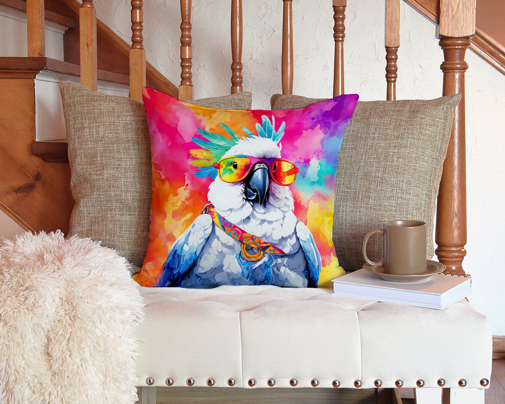 Hippie Animal Cockatoo Decorative Throw Pillow 14x14 Indoor Outdoor Accent Cushion, Fabric Cover with Insert for Sofa, Bed, Porch & Living Room
