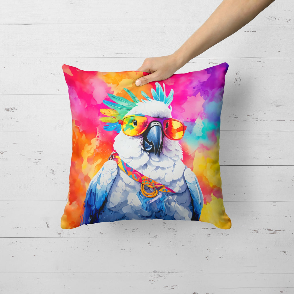 Hippie Animal Cockatoo Decorative Throw Pillow 18x18 Indoor Outdoor Accent Cushion, Fabric Cover with Insert for Sofa, Bed, Porch & Living Room