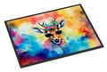 Hippie Animal Deer Doormat Indoor Outdoor 18H X 27W Front Door Mat Rugs for Entryway, Non Slip Washable