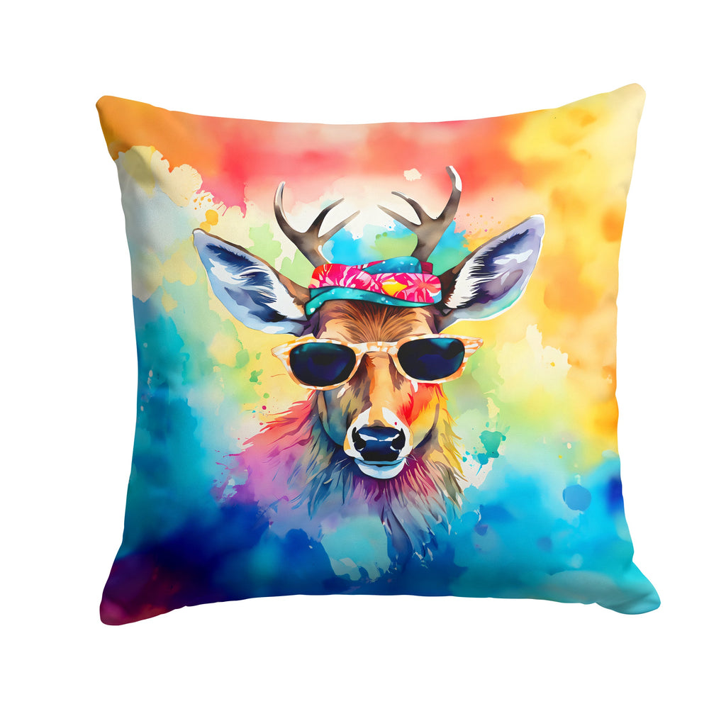 Hippie Animal Deer Decorative Throw Pillow 18x18 Indoor Outdoor Accent Cushion, Fabric Cover with Insert for Sofa, Bed, Porch & Living Room