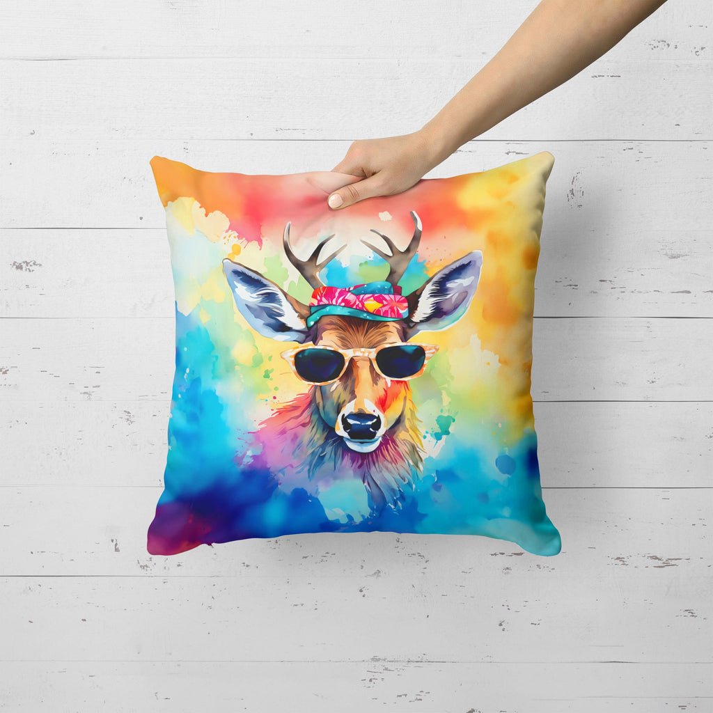 Hippie Animal Deer Decorative Throw Pillow 18x18 Indoor Outdoor Accent Cushion, Fabric Cover with Insert for Sofa, Bed, Porch & Living Room
