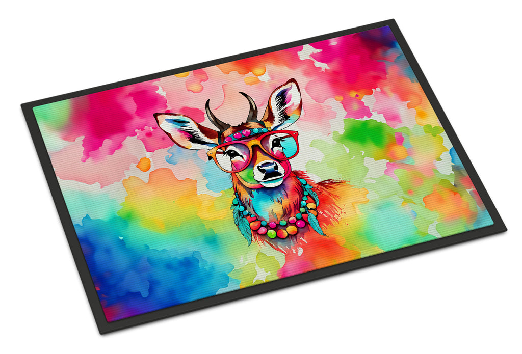 Hippie Animal Deer Doormat Indoor Outdoor 18H X 27W Front Door Mat Rugs for Entryway, Non Slip Washable