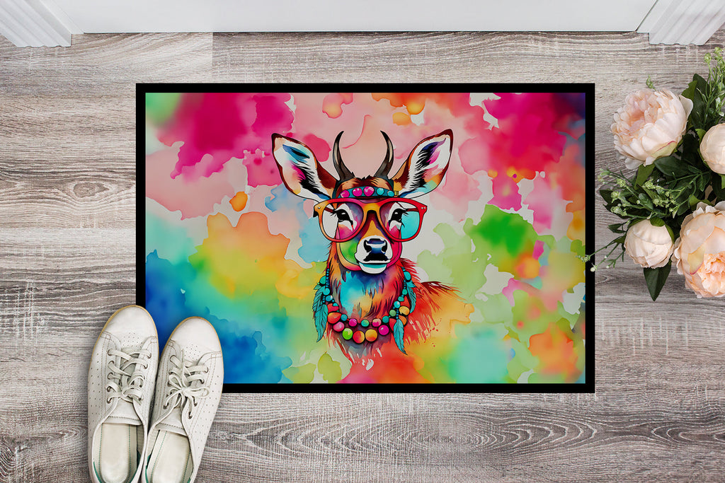 Hippie Animal Deer Doormat Indoor Outdoor 18H X 27W Front Door Mat Rugs for Entryway, Non Slip Washable