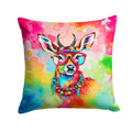 Hippie Animal Deer Decorative Throw Pillow 18x18 Indoor Outdoor Accent Cushion, Fabric Cover with Insert for Sofa, Bed, Porch & Living Room