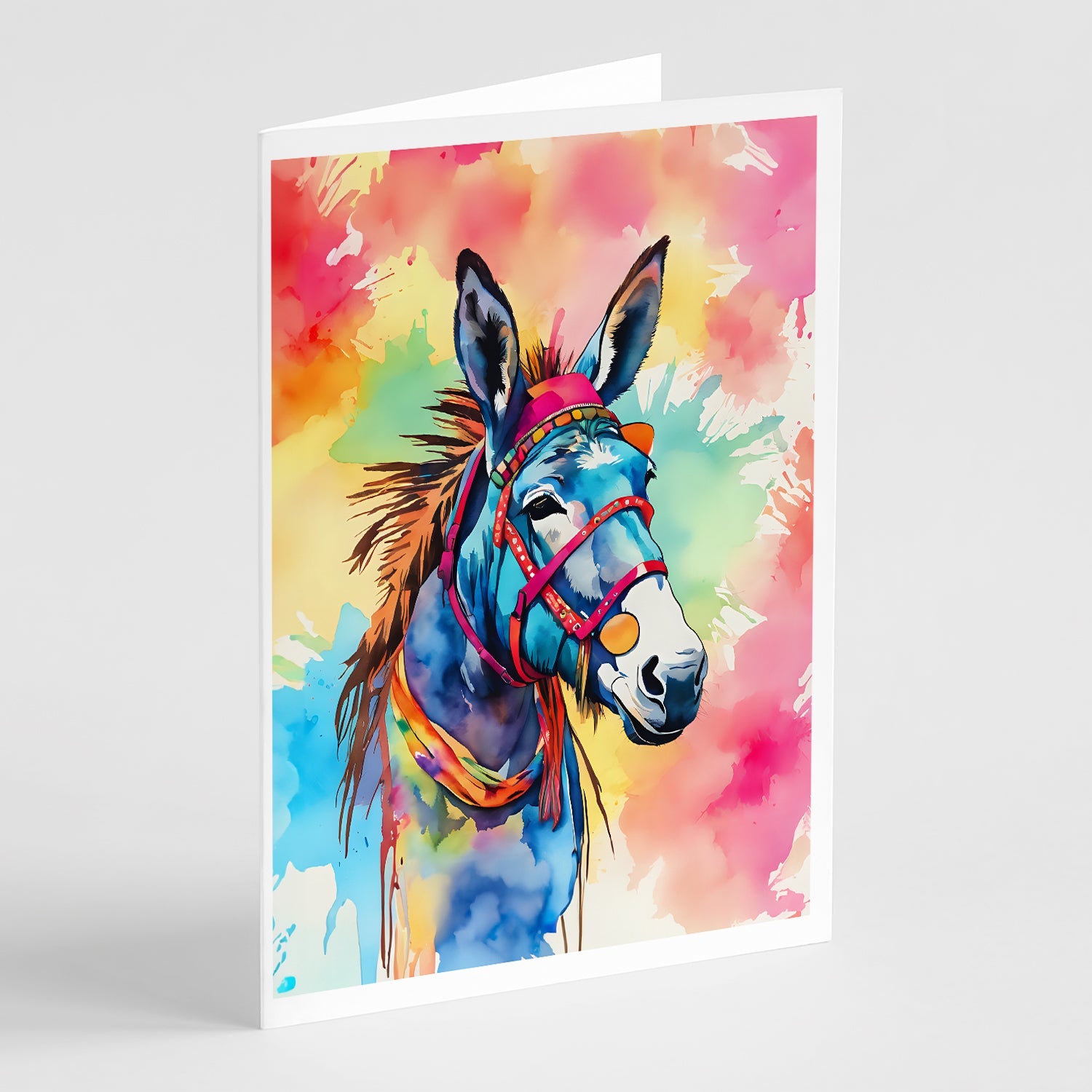 Hippie Animal Donkey Greeting Cards Pack of 8 Blank Cards with Envelopes Whimsical A7 Size 5x7
