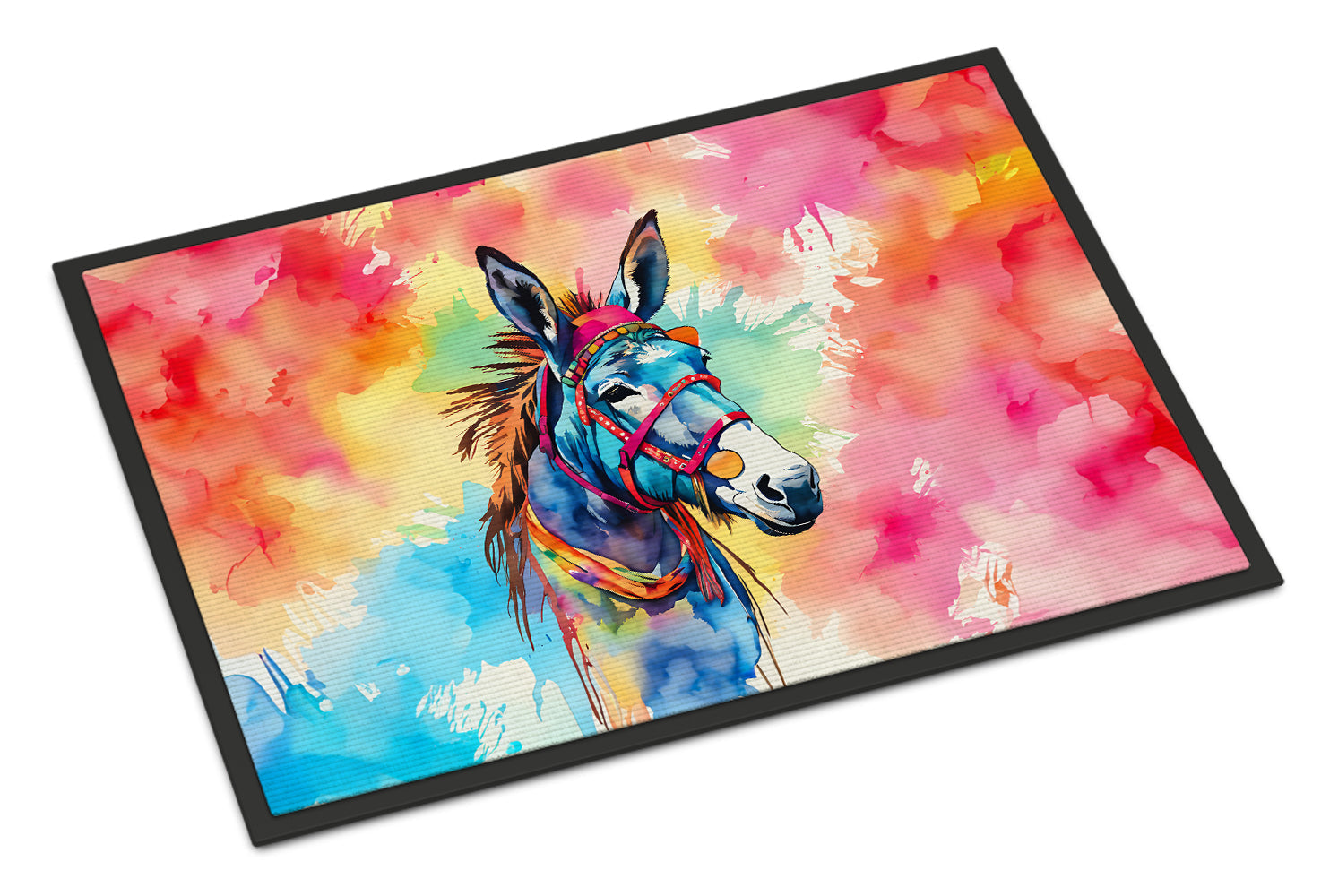 Hippie Animal Donkey Doormat Indoor Outdoor 24H X 36W Front Door Mat Rugs for Entryway, Non Slip Washable Low Pile,