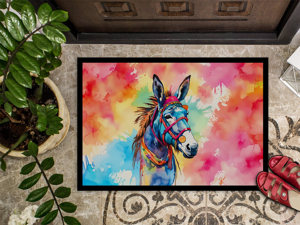 Hippie Animal Donkey Doormat Indoor Outdoor 18H X 27W Front Door Mat Rugs for Entryway, Non Slip Washable