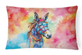 Hippie Animal Donkey Decorative Throw Pillow 12x16 Indoor Outdoor Accent Cushion, Fabric Cover with Insert for Sofa, Bed, Porch & Living Room